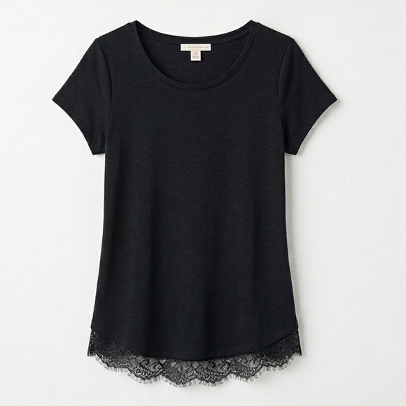 LC Lauren Conrad Tops - LC Lauren Conrad Black Lace Trim Tie‎ Back Top Small Boho Cottagecore
